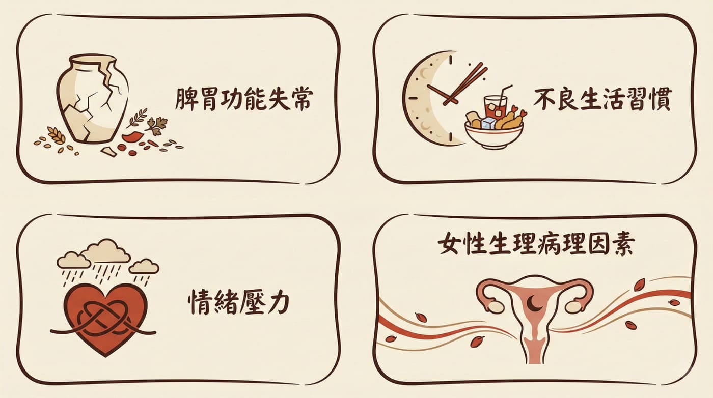 氣血不足四大成因：熬夜、壓力、飲食不均與久坐生活習慣