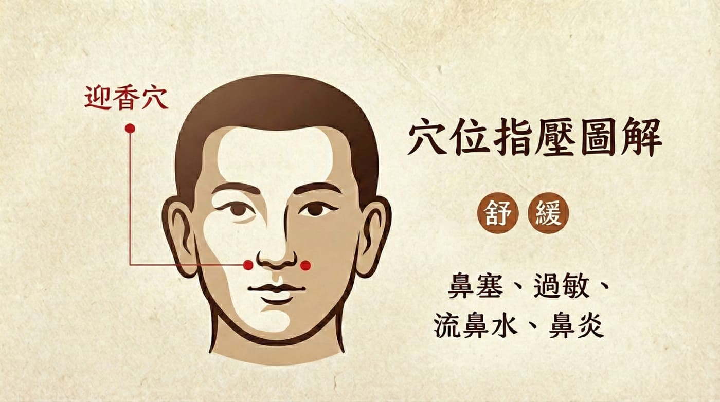 舒緩鼻塞的穴位教學：迎香穴的正確位置與按摩手法示範