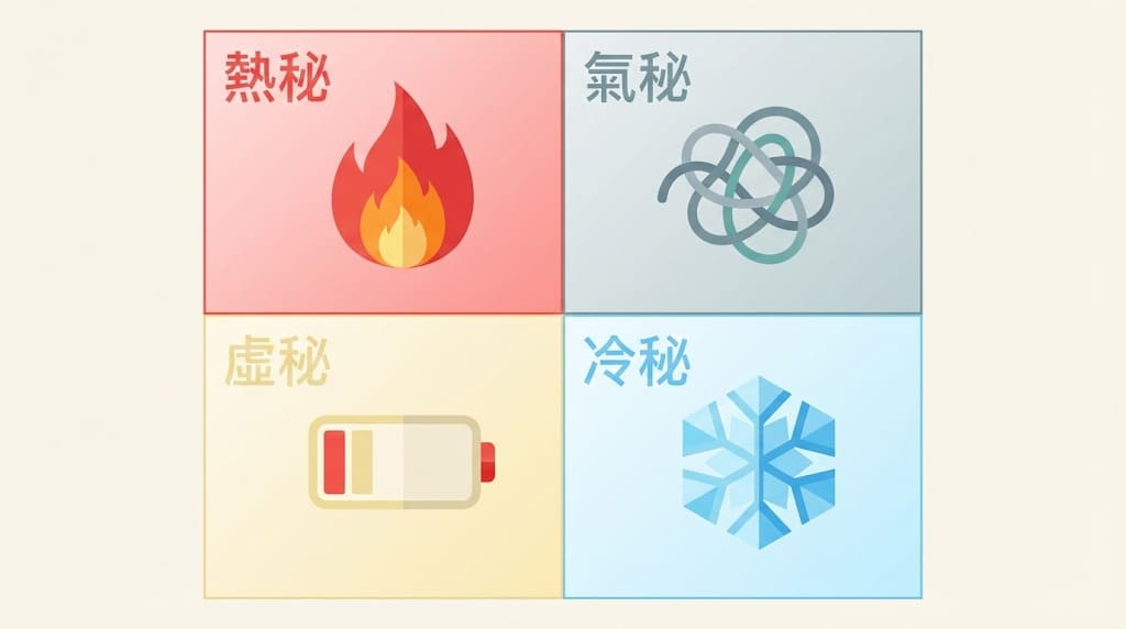 中醫治療便秘四種體質分類圖解：熱秘、氣秘、虛秘、冷秘