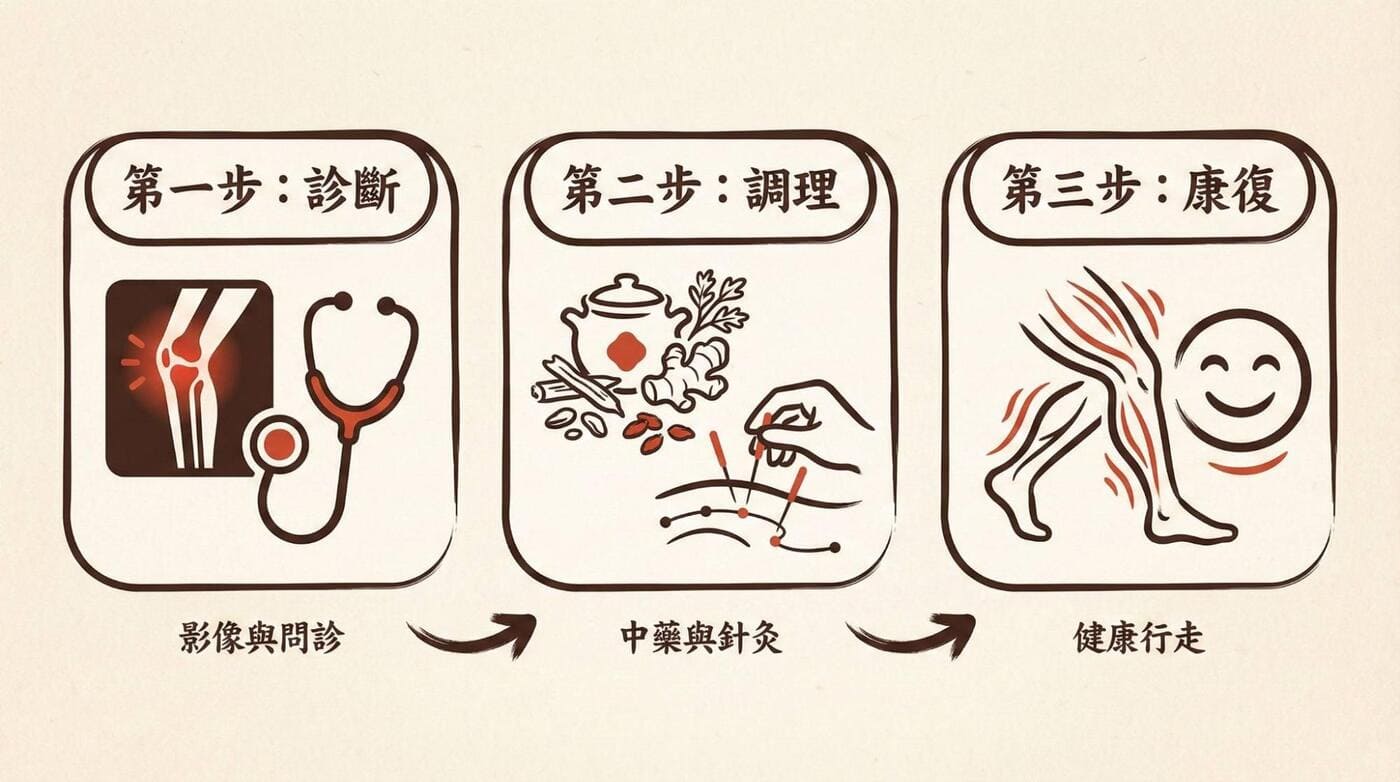 退化性關節炎治療 3 步驟建議