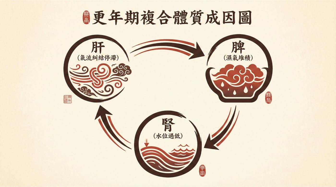 更年期中醫三大病因:腎陰虛、肝鬱氣滯、脾虛痰濕